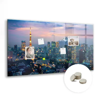 City at night magnetic glass dry erase board