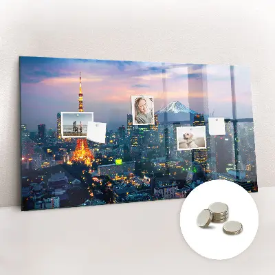 City at night magnetic glass dry erase board