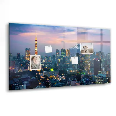 City at night magnetic glass dry erase board