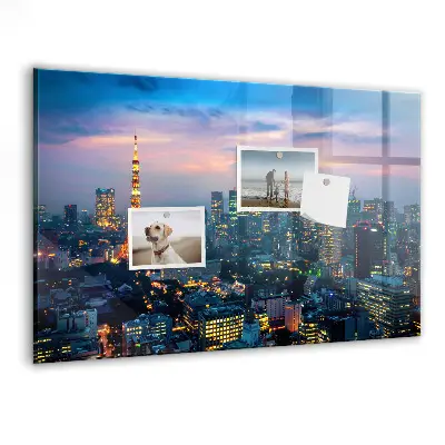 City at night magnetic glass dry erase board