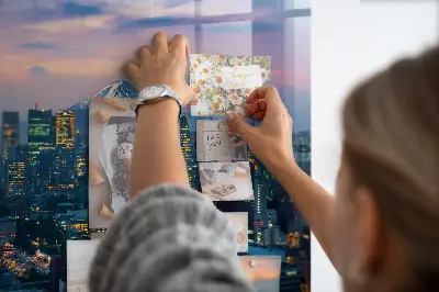 City at night magnetic glass dry erase board
