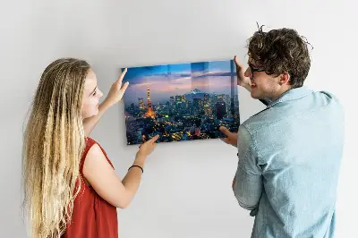 City at night magnetic glass dry erase board