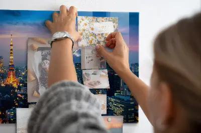 City at night magnetic glass dry erase board