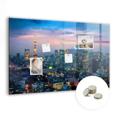 City at night magnetic glass dry erase board