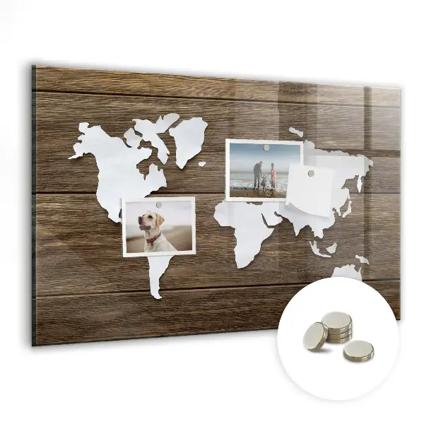 Magnetic Glass World Map Dry Erase Board