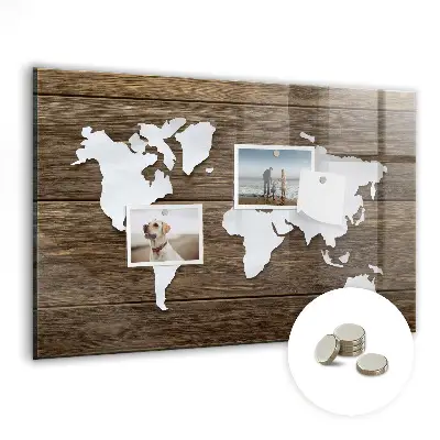 Magnetic Glass World Map Dry Erase Board