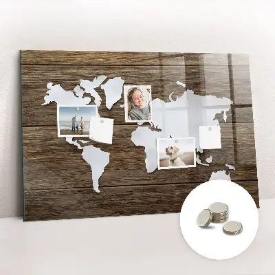 Magnetic Glass World Map Dry Erase Board