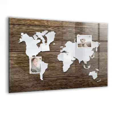 Magnetic Glass World Map Dry Erase Board