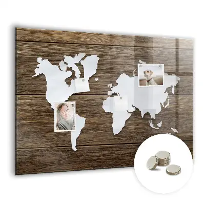 Magnetic Glass World Map Dry Erase Board
