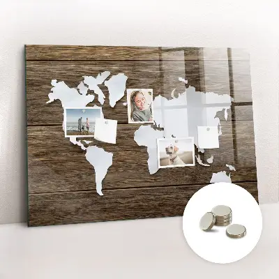 Magnetic Glass World Map Dry Erase Board