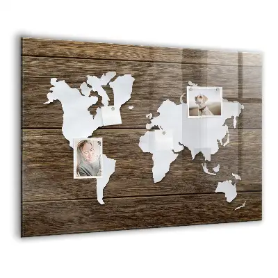 Magnetic Glass World Map Dry Erase Board