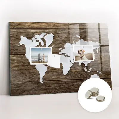 Magnetic Glass World Map Dry Erase Board