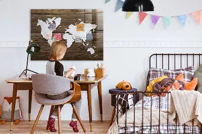 Magnetic Glass World Map Dry Erase Board