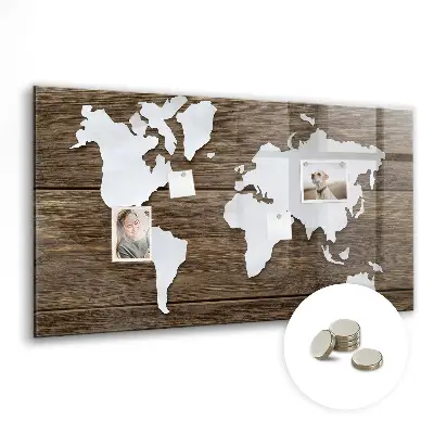 Magnetic Glass World Map Dry Erase Board