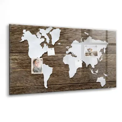 Magnetic Glass World Map Dry Erase Board