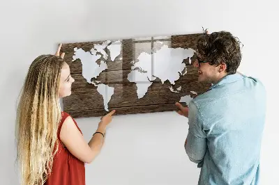 Magnetic Glass World Map Dry Erase Board