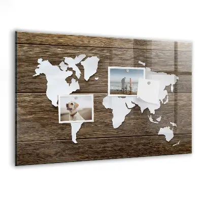 Magnetic Glass World Map Dry Erase Board