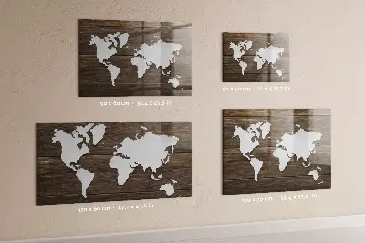 Magnetic Glass World Map Dry Erase Board