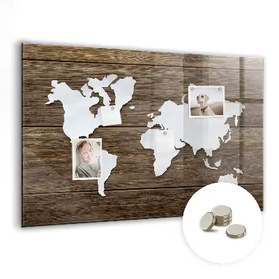 Magnetic Glass World Map Dry Erase Board