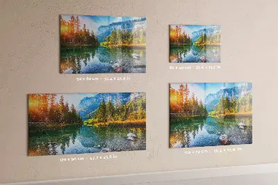 Magnetic wall board featuring a river and mountain landscape
