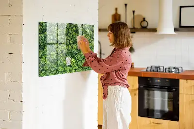 Magnetic glass dry erase board featuring a forest aerial view