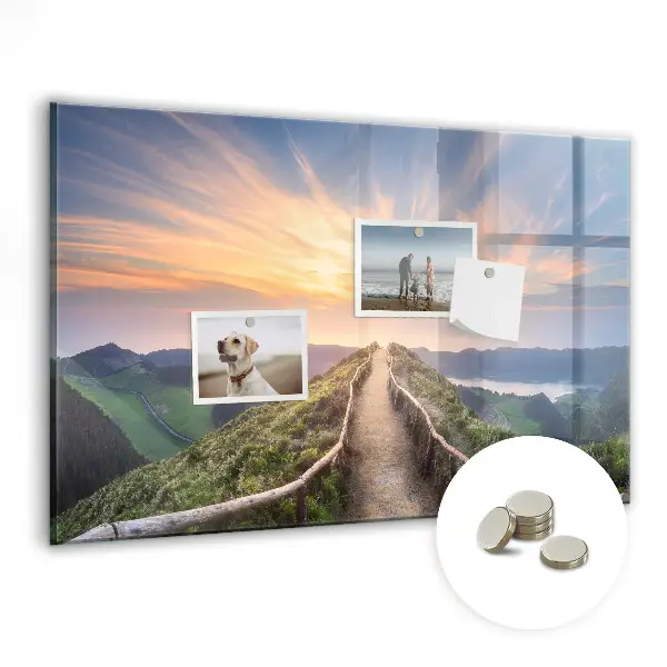 Magnetic glass dry erase board Mountain landscape