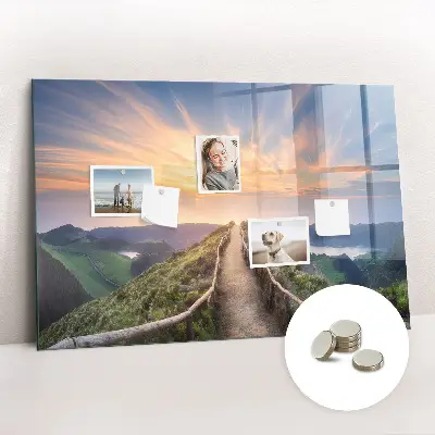 Magnetic glass dry erase board Mountain landscape