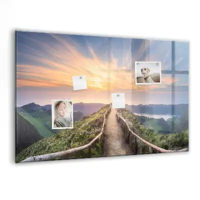 Magnetic glass dry erase board Mountain landscape