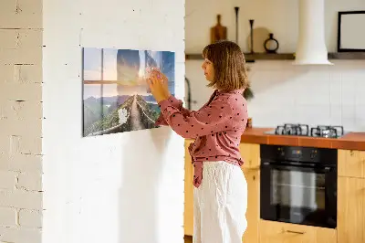 Magnetic glass dry erase board Mountain landscape