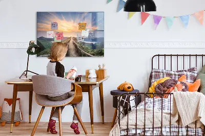 Mountain landscape magnetic glass dry erase board