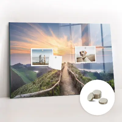 Magnetic glass dry erase board Mountain landscape
