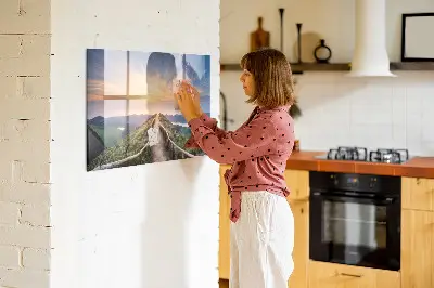 Magnetic glass dry erase board Mountain landscape