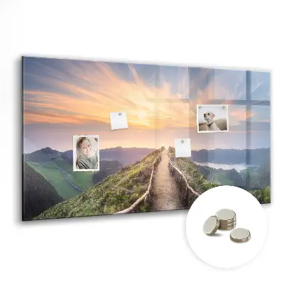 Magnetic glass dry erase board Mountain landscape