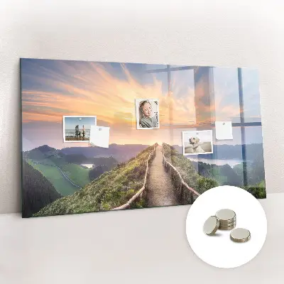 Magnetic glass dry erase board Mountain landscape