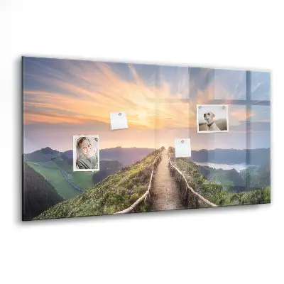 Magnetic glass dry erase board Mountain landscape