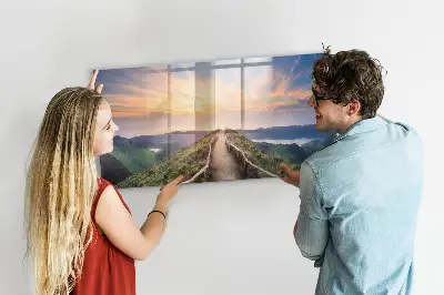Mountain landscape magnetic glass dry erase board