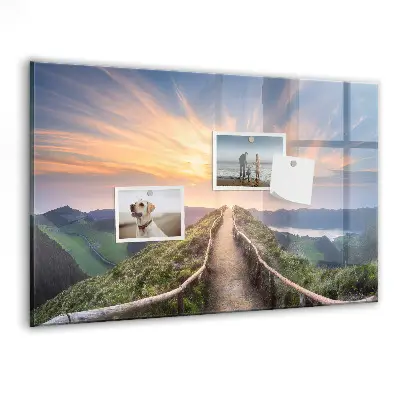 Magnetic glass dry erase board Mountain landscape