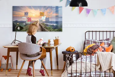 Magnetic glass dry erase board Mountain landscape