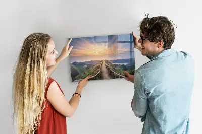 Magnetic glass dry erase board Mountain landscape