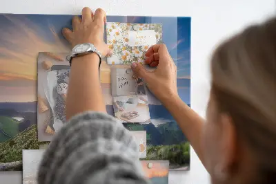 Mountain landscape magnetic glass dry erase board