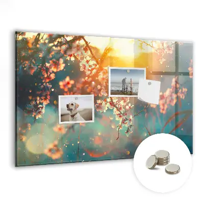 Spring Flowers Magnetic Glass Dry Erase Board