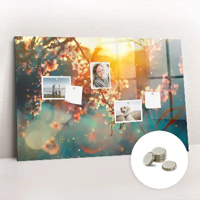 Spring Flowers Magnetic Glass Dry Erase Board