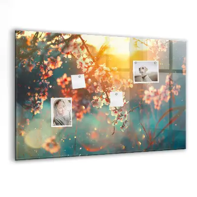 Spring Flowers Magnetic Glass Dry Erase Board