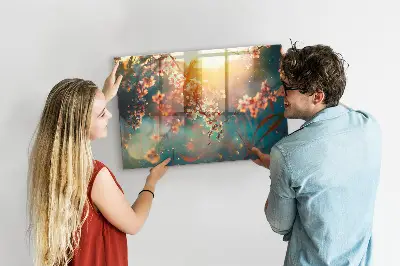Spring Flowers Magnetic Glass Dry Erase Board