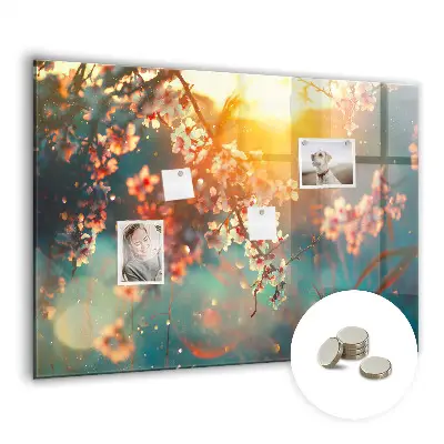 Spring Flowers Magnetic Glass Dry Erase Board