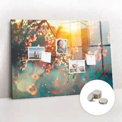 Spring Flowers Magnetic Glass Dry Erase Board