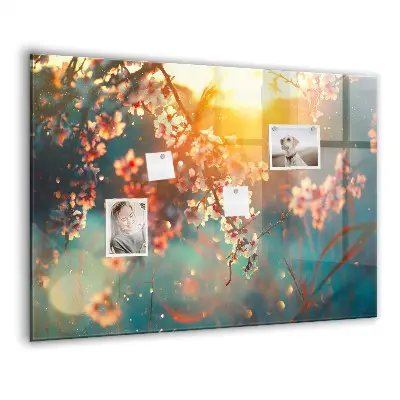 Spring Flowers Magnetic Glass Dry Erase Board