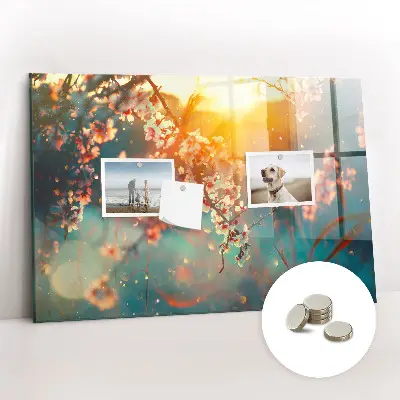 Spring Flowers Magnetic Glass Dry Erase Board