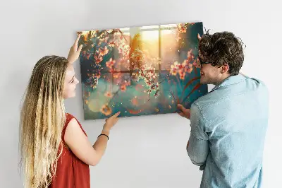 Spring Flowers Magnetic Glass Dry Erase Board