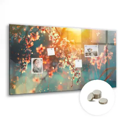 Spring Flowers Magnetic Glass Dry Erase Board